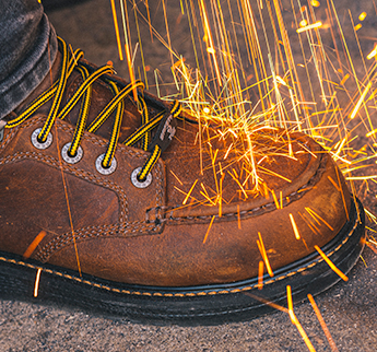 Boot splashing in a puddle.