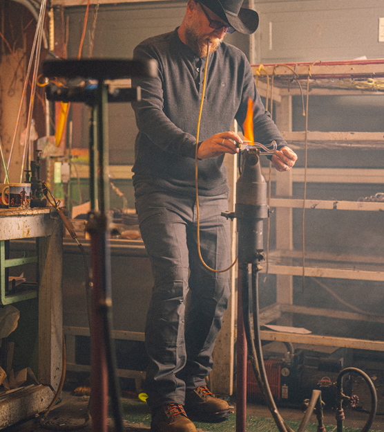 Matt blowing some glass.