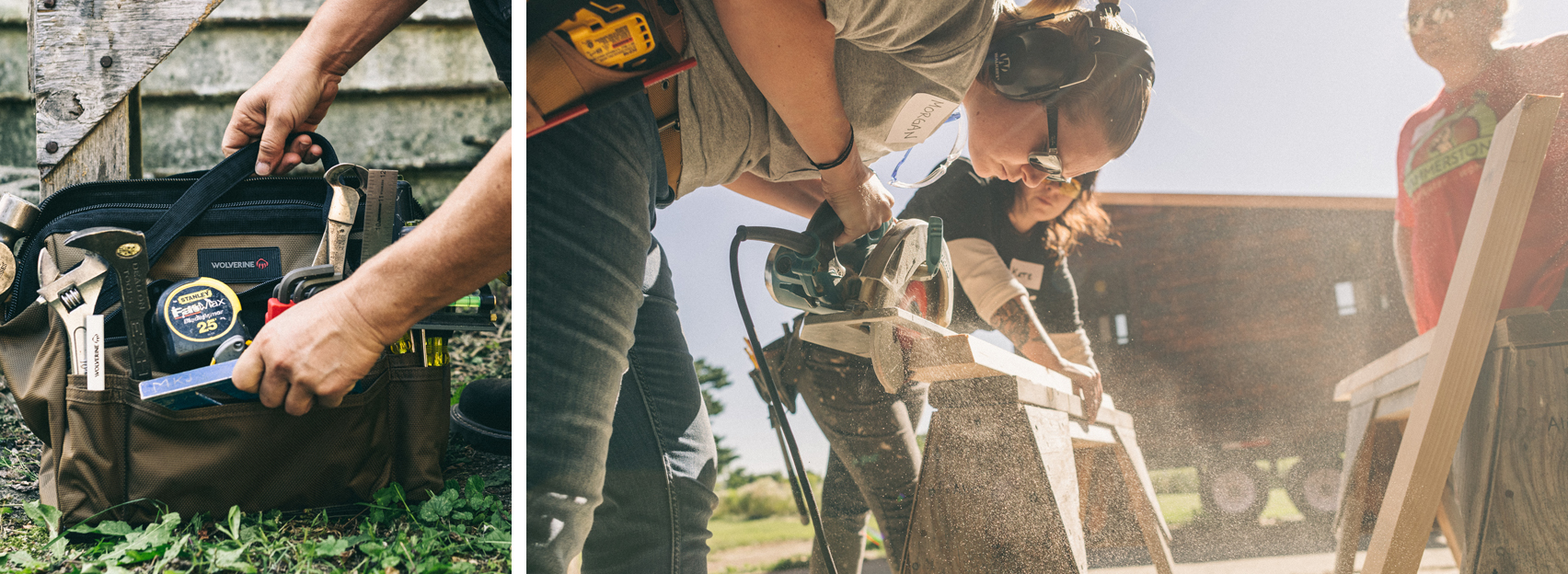 Maria Klemperer-Johnson teaching other women carpentry.