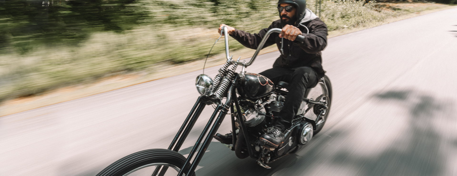 Jason riding his motorcycle.