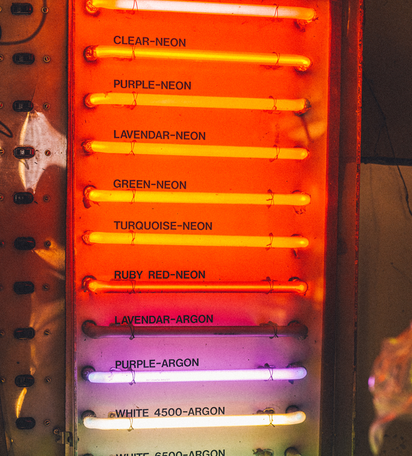 Various color tubes labeled with the gas trap inside.