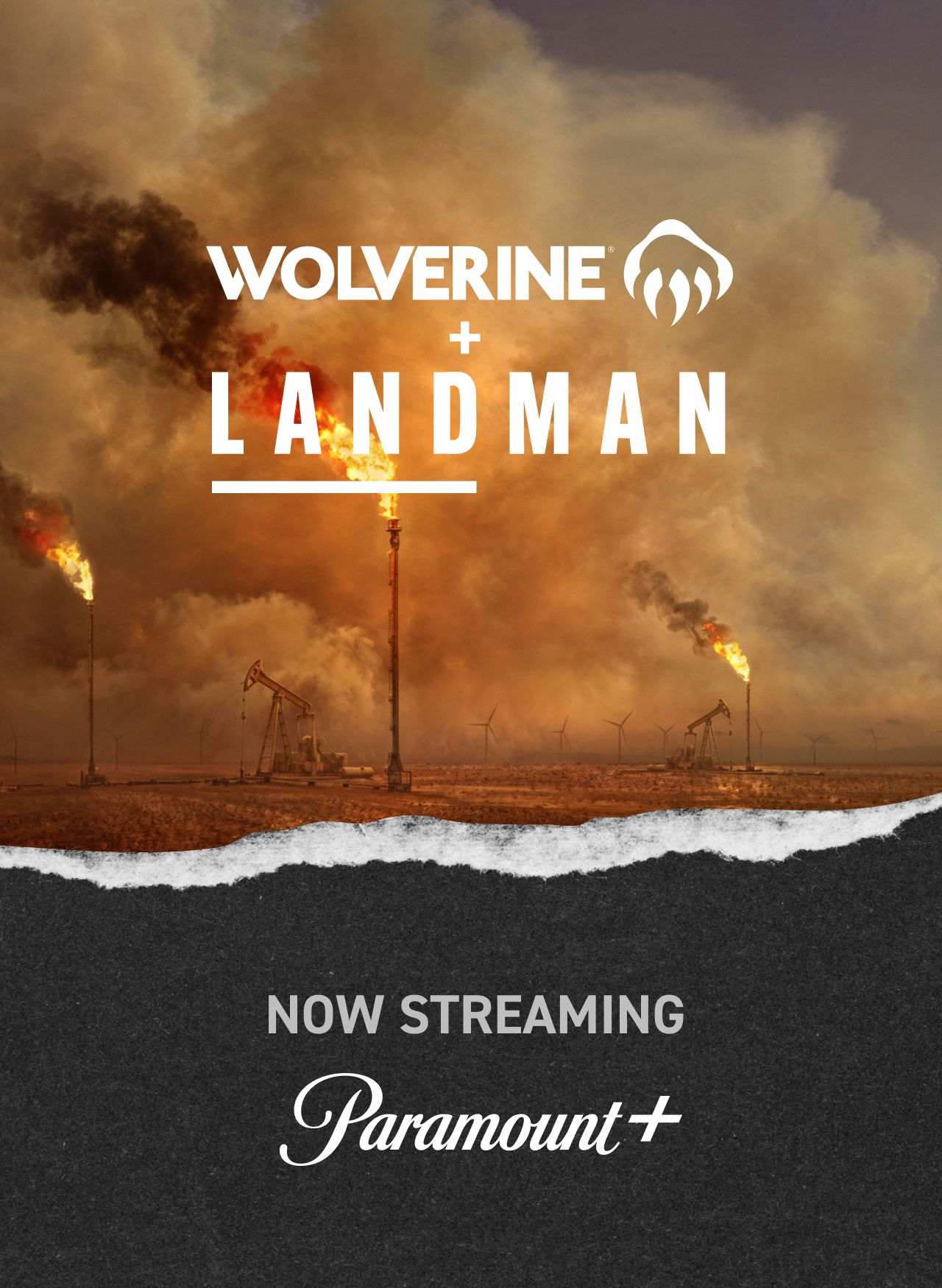 Oil derricks, gas flares, and clothing from the Wolverine + Landman collection.