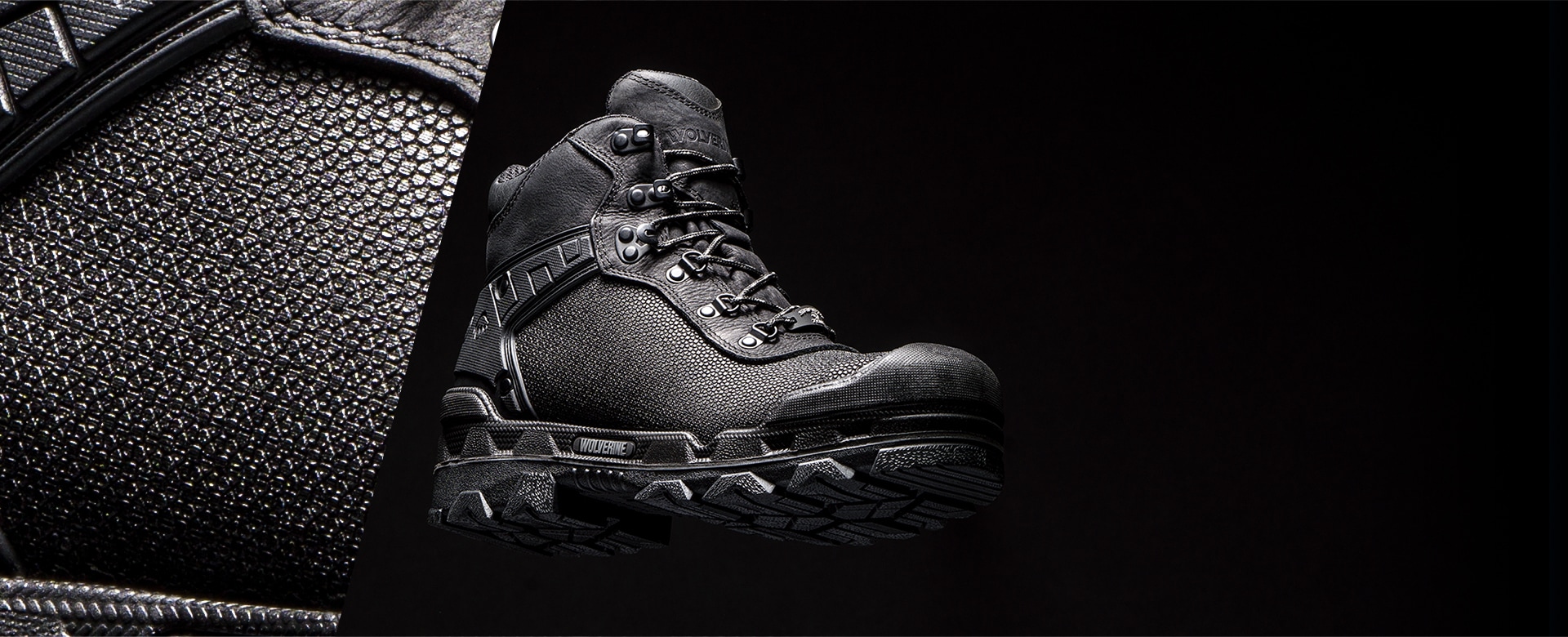 4 Wolverine Durashock Wedge Boots on display