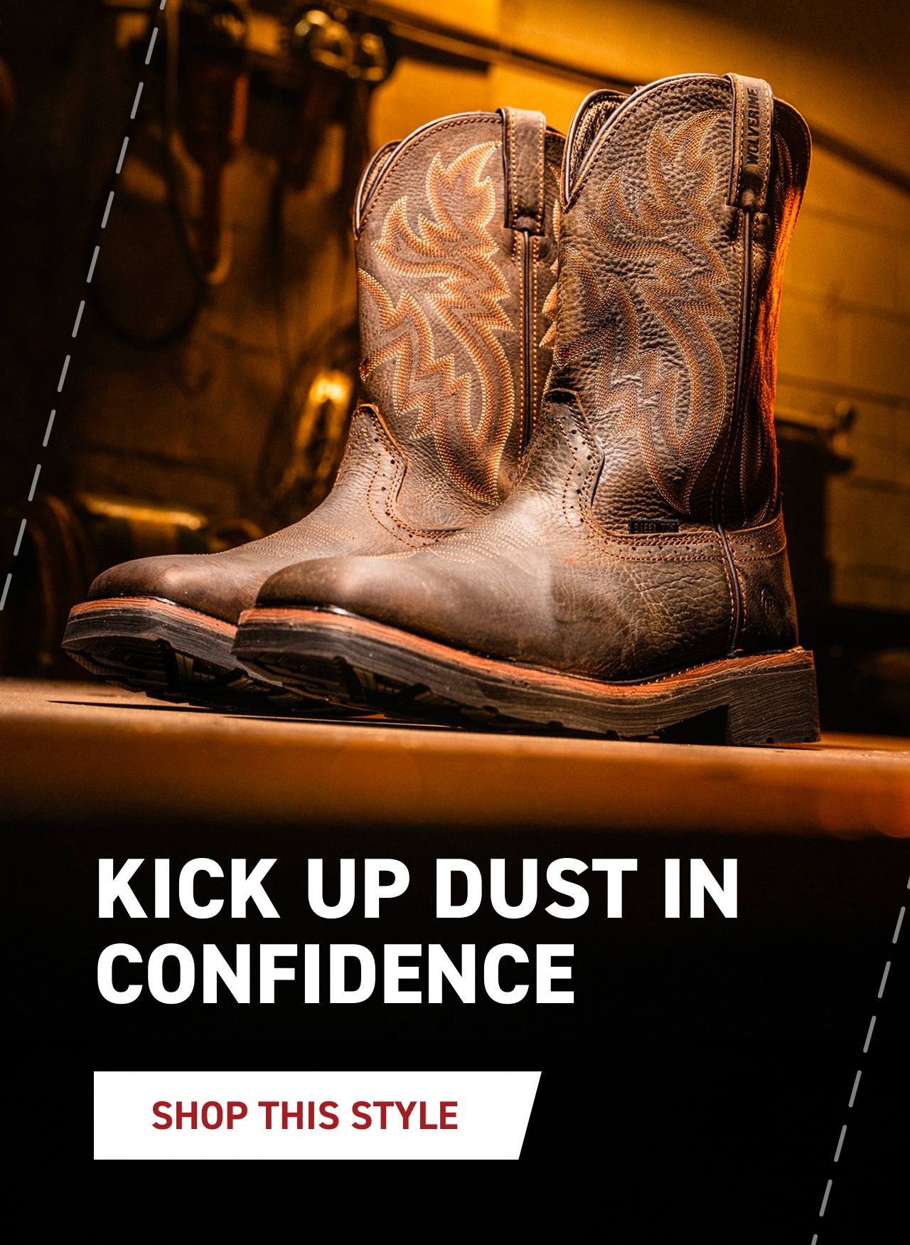 Cowboy boots on a shelf