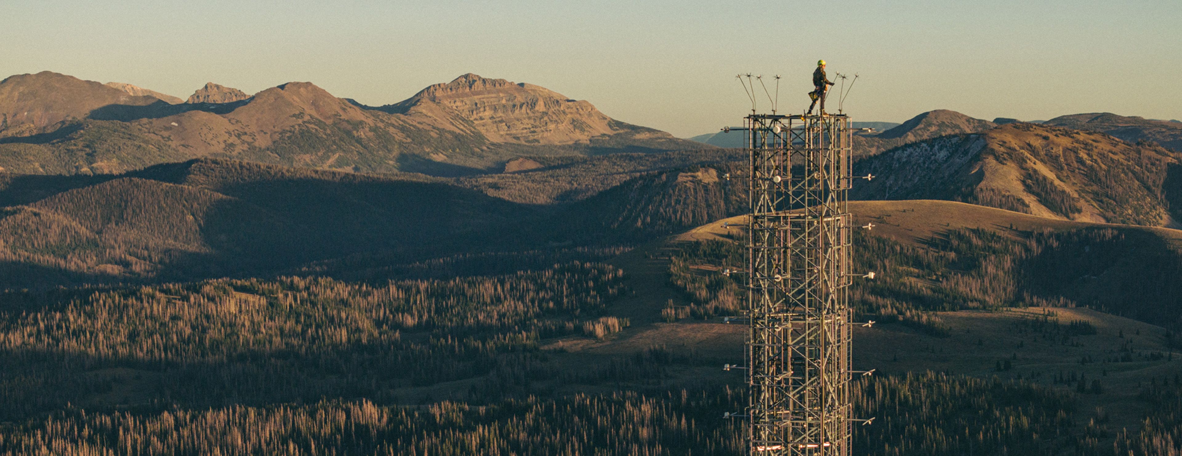 a person on a metal tower