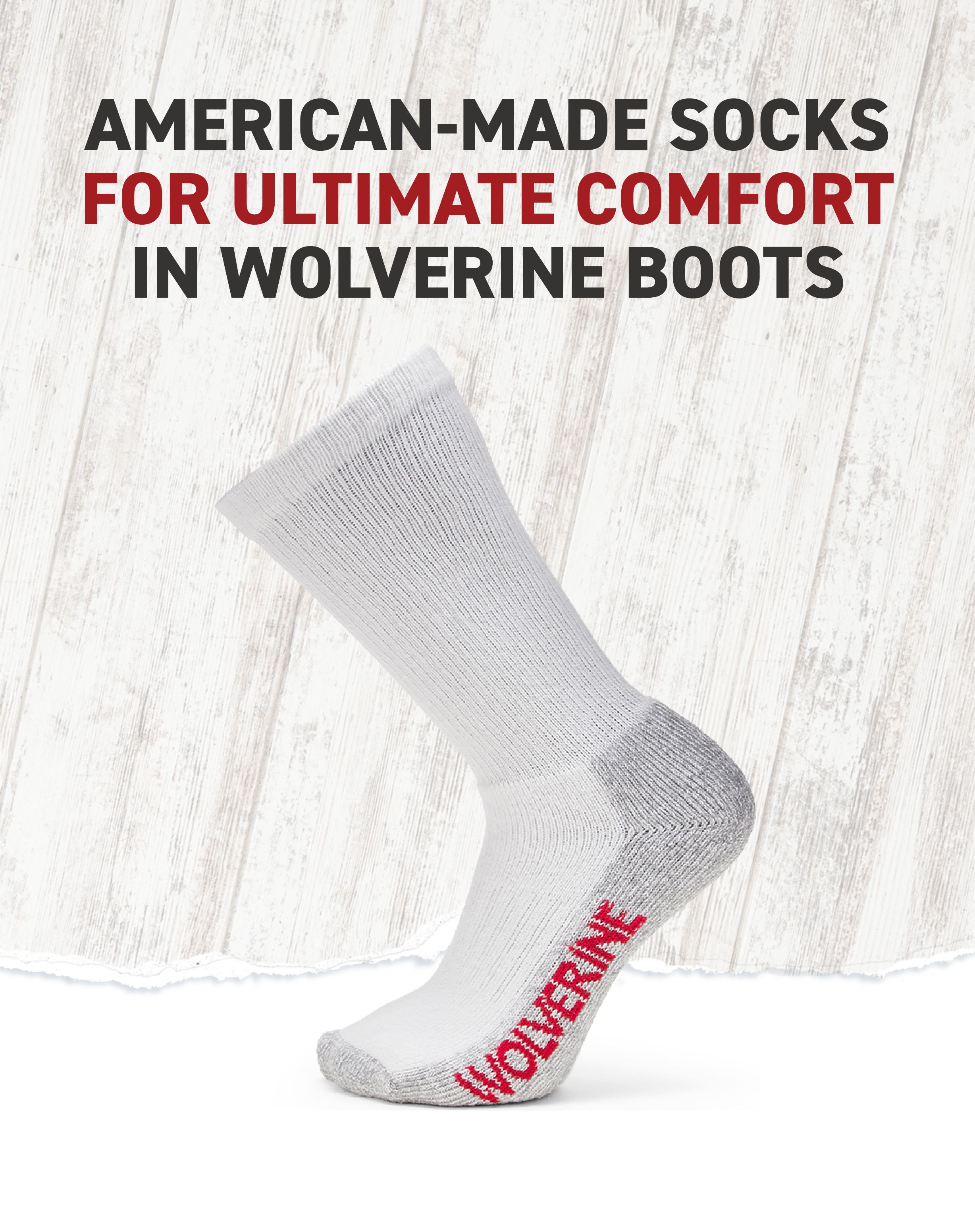 a white sock with red text on it