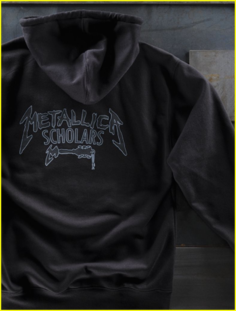 a black sweatshirt with a logo on it