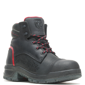 Black boot with red accents.