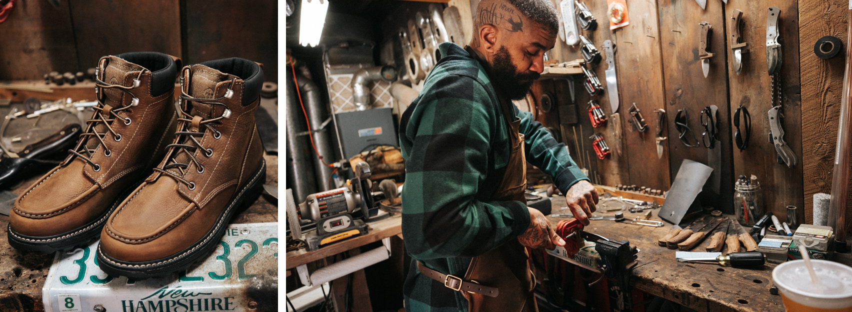 Jason working on a knife blade.