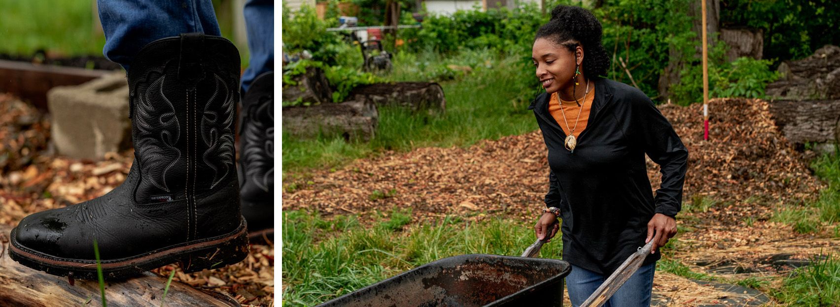 Dazmonique Carr working in the garden.