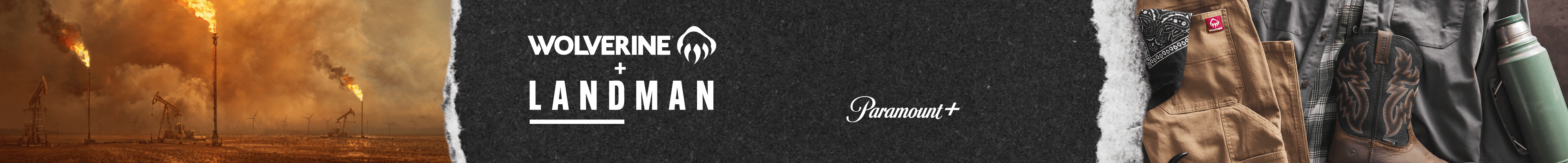 Oil derricks, gas flares, and clothing from the Wolverine + Landman collection.