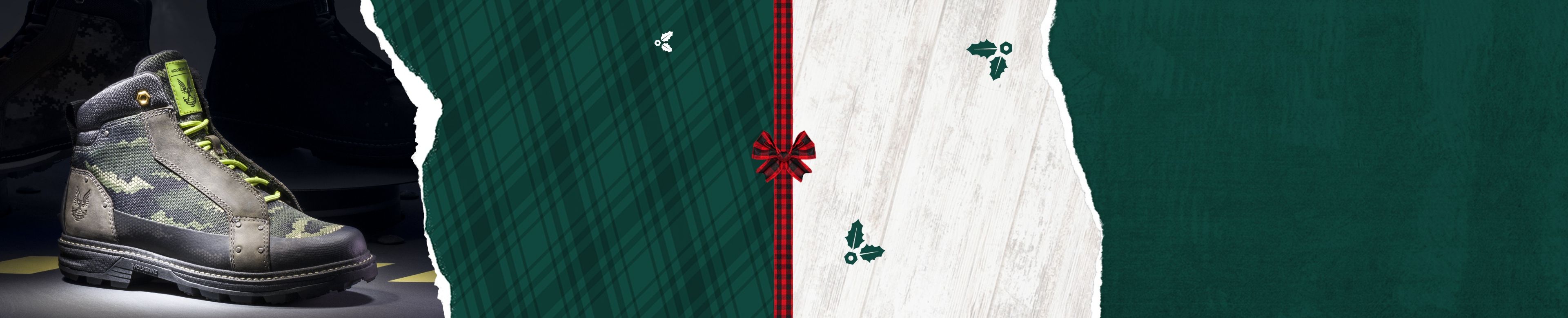 a green and red gift card with a red bow